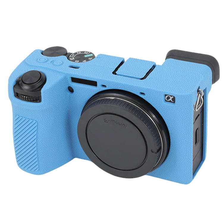 For Sony ILCE-6700 / A6700 Litchi Texture Soft Silicone Protective Case(Blue)