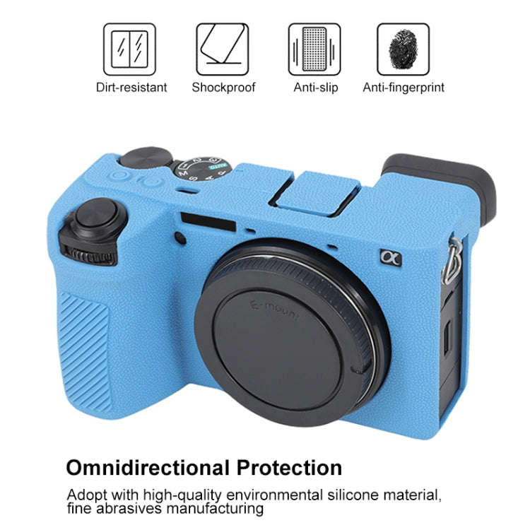 For Sony ILCE-6700 / A6700 Litchi Texture Soft Silicone Protective Case(Blue)