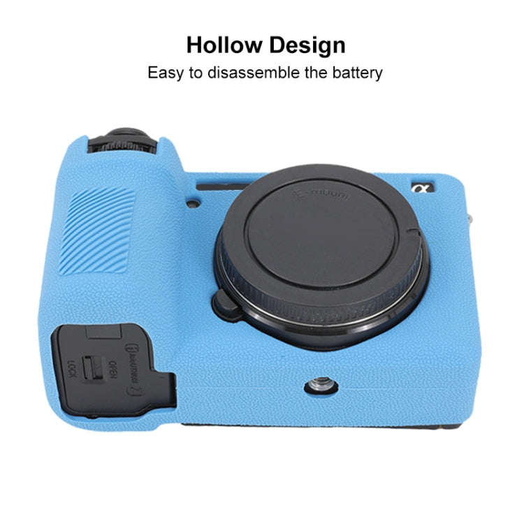 For Sony ILCE-6700 / A6700 Litchi Texture Soft Silicone Protective Case(Blue)