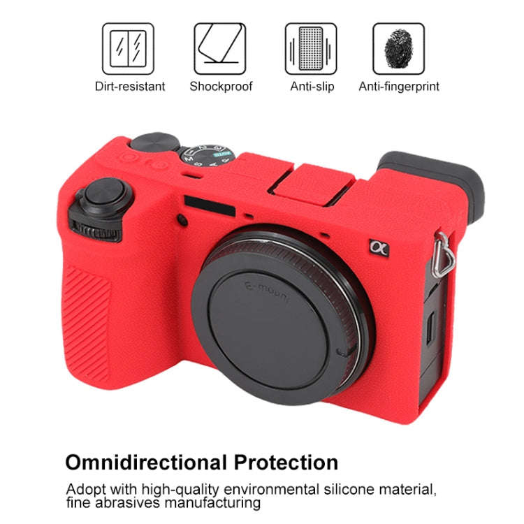 For Sony ILCE-6700 / A6700 Litchi Texture Soft Silicone Protective Case(Red)