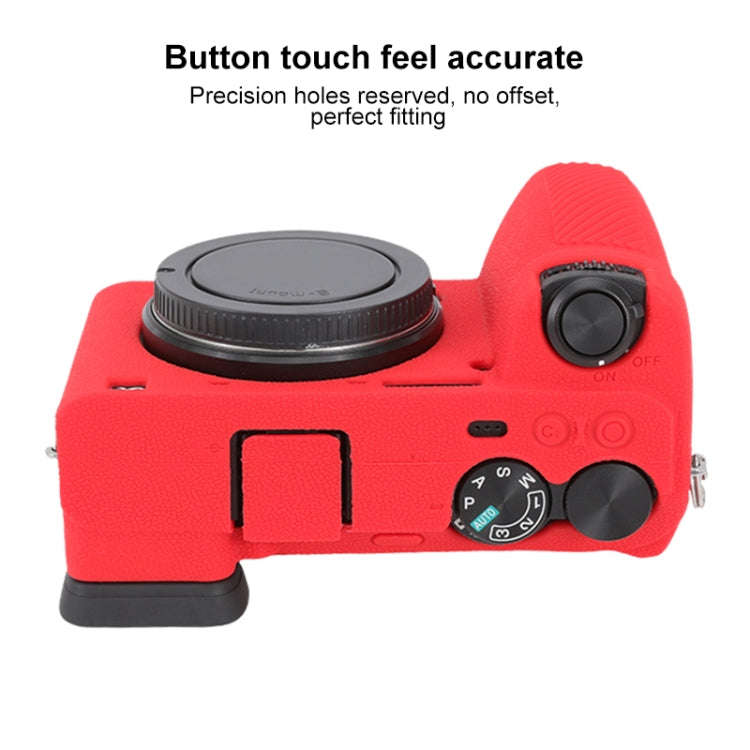 For Sony ILCE-6700 / A6700 Litchi Texture Soft Silicone Protective Case(Red)