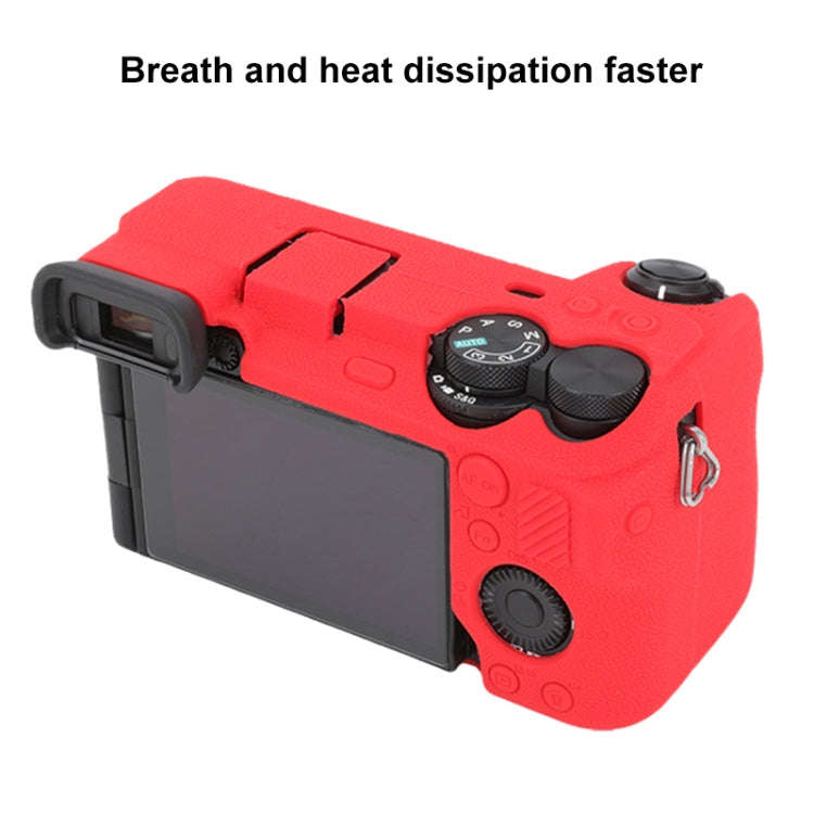 For Sony ILCE-6700 / A6700 Litchi Texture Soft Silicone Protective Case(Red)