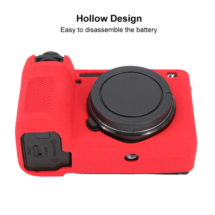 For Sony ILCE-6700 / A6700 Litchi Texture Soft Silicone Protective Case(Red)