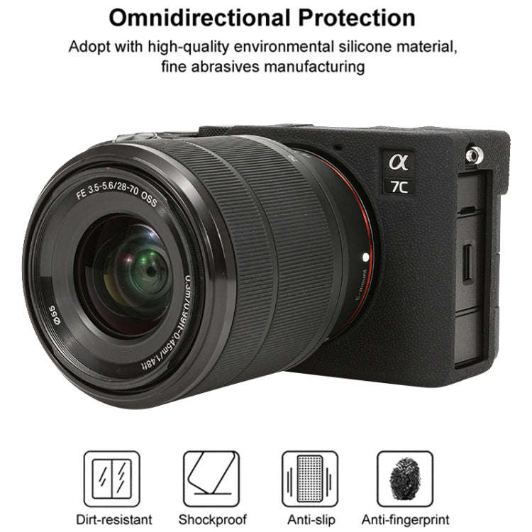 For Sony ILCE-7CM2 / A7C II / A7CR Litchi Texture Soft Silicone Protective Case(Black)