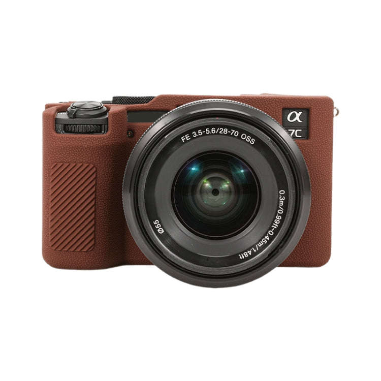 For Sony ILCE-7CM2 / A7C II / A7CR Litchi Texture Soft Silicone Protective Case(Coffee)