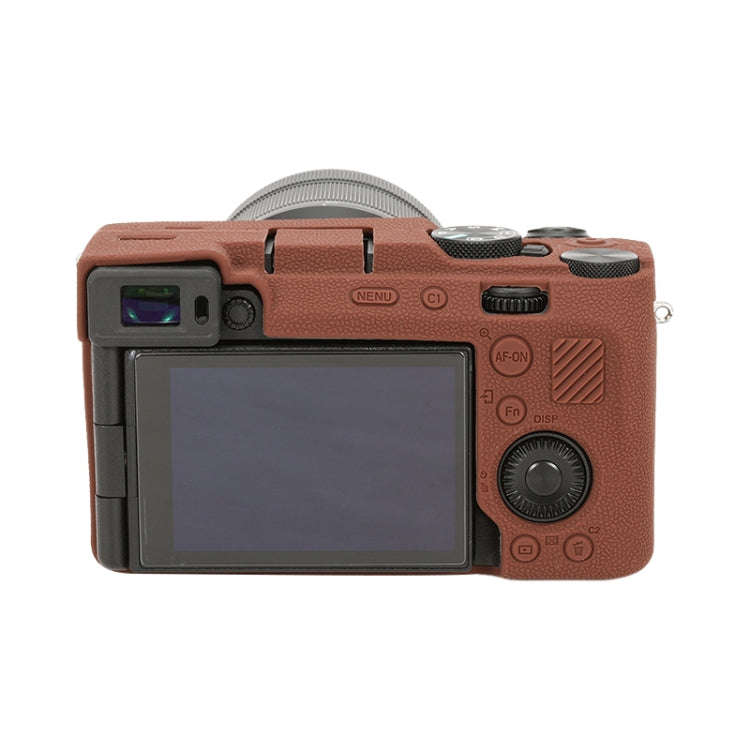 For Sony ILCE-7CM2 / A7C II / A7CR Litchi Texture Soft Silicone Protective Case(Coffee)