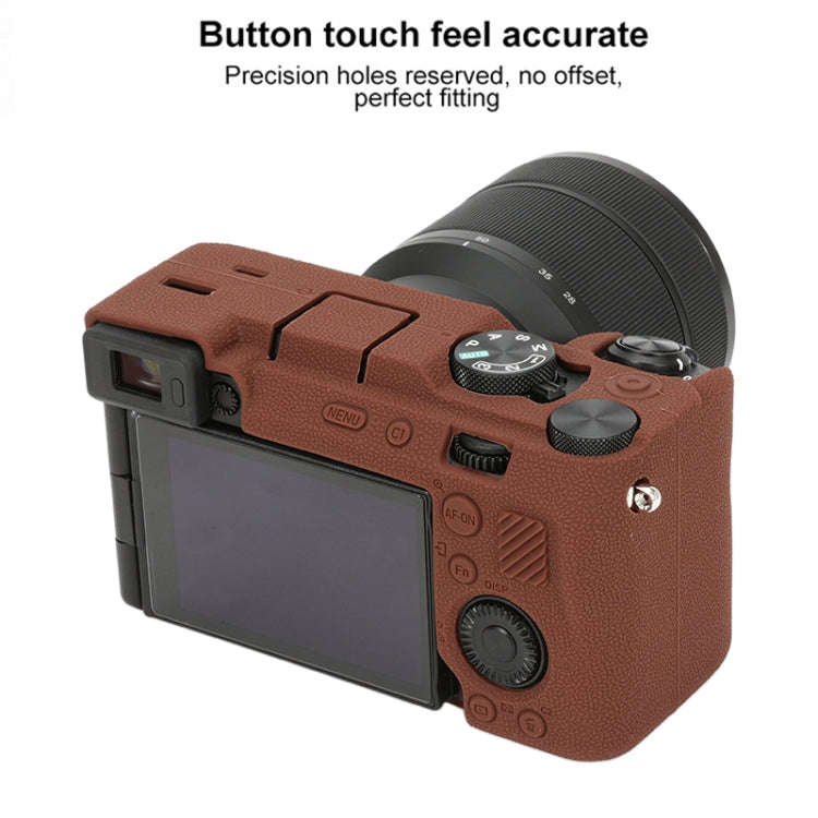 For Sony ILCE-7CM2 / A7C II / A7CR Litchi Texture Soft Silicone Protective Case(Coffee)