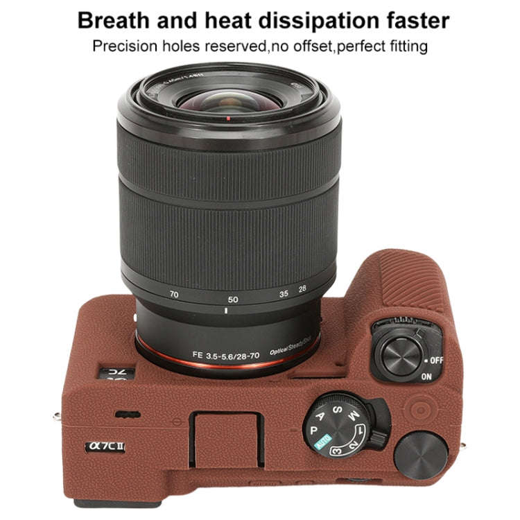 For Sony ILCE-7CM2 / A7C II / A7CR Litchi Texture Soft Silicone Protective Case(Coffee)