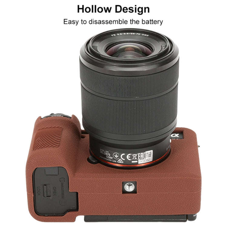 For Sony ILCE-7CM2 / A7C II / A7CR Litchi Texture Soft Silicone Protective Case(Coffee)