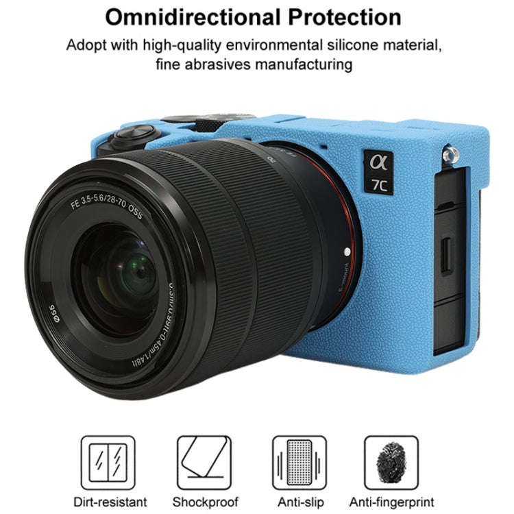 For Sony ILCE-7CM2 / A7C II / A7CR Litchi Texture Soft Silicone Protective Case(Blue)