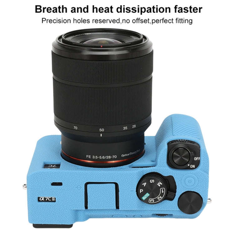 For Sony ILCE-7CM2 / A7C II / A7CR Litchi Texture Soft Silicone Protective Case(Blue)