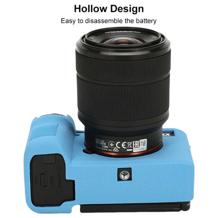 For Sony ILCE-7CM2 / A7C II / A7CR Litchi Texture Soft Silicone Protective Case(Blue)