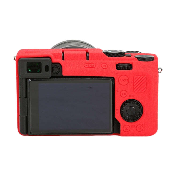 For Sony ILCE-7CM2 / A7C II / A7CR Litchi Texture Soft Silicone Protective Case(Red)
