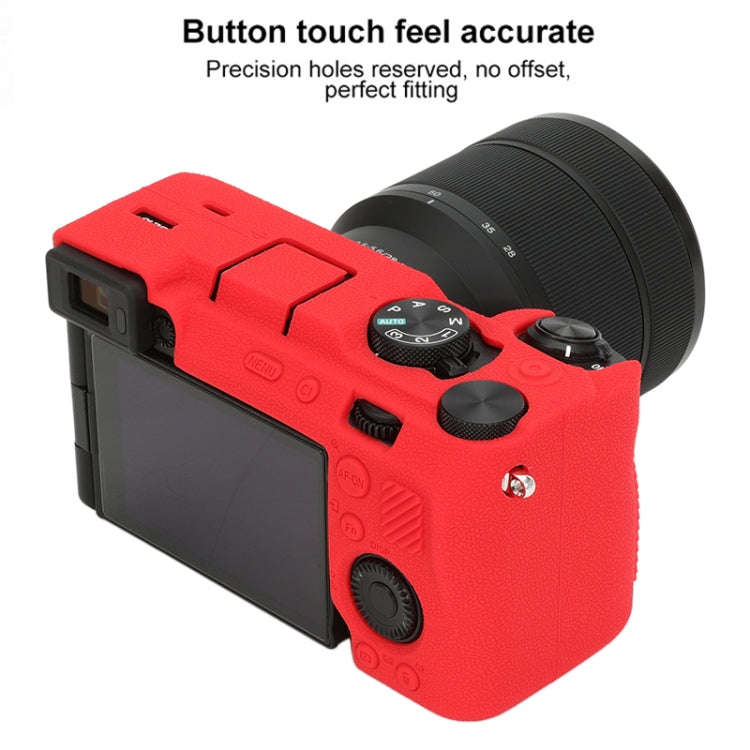 For Sony ILCE-7CM2 / A7C II / A7CR Litchi Texture Soft Silicone Protective Case(Red)