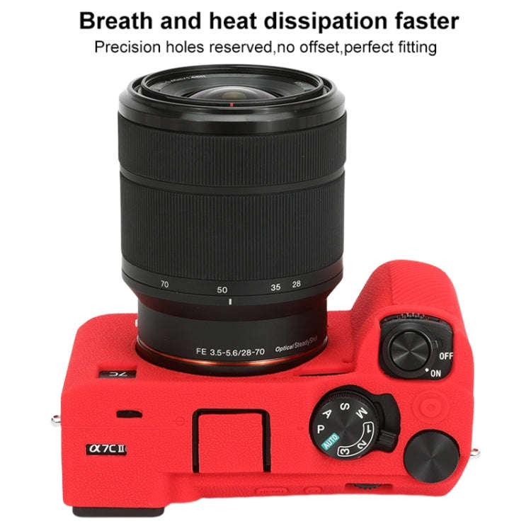 For Sony ILCE-7CM2 / A7C II / A7CR Litchi Texture Soft Silicone Protective Case(Red)