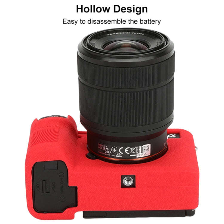 For Sony ILCE-7CM2 / A7C II / A7CR Litchi Texture Soft Silicone Protective Case(Red)