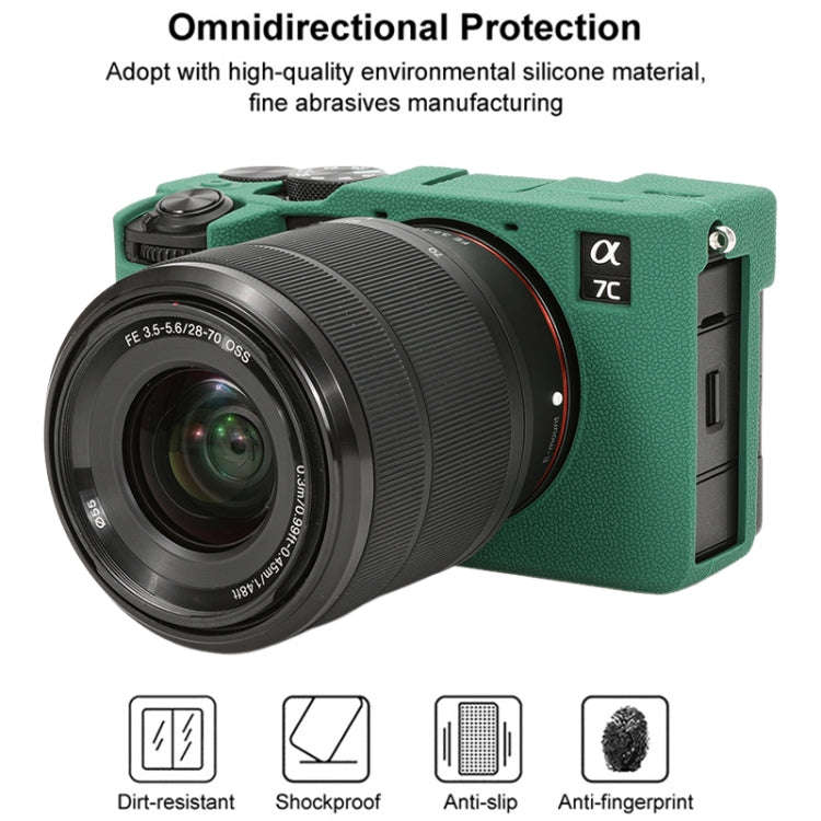 For Sony ILCE-7CM2 / A7C II / A7CR Litchi Texture Soft Silicone Protective Case(Green)