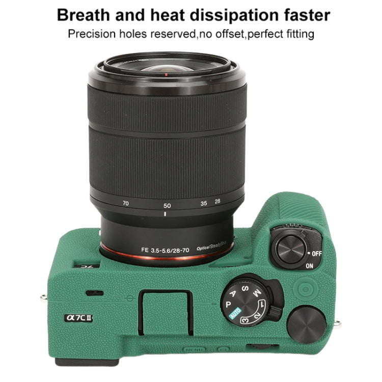 For Sony ILCE-7CM2 / A7C II / A7CR Litchi Texture Soft Silicone Protective Case(Green)