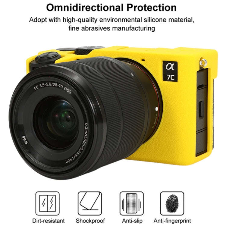 For Sony ILCE-7CM2 / A7C II / A7CR Litchi Texture Soft Silicone Protective Case(Yellow)