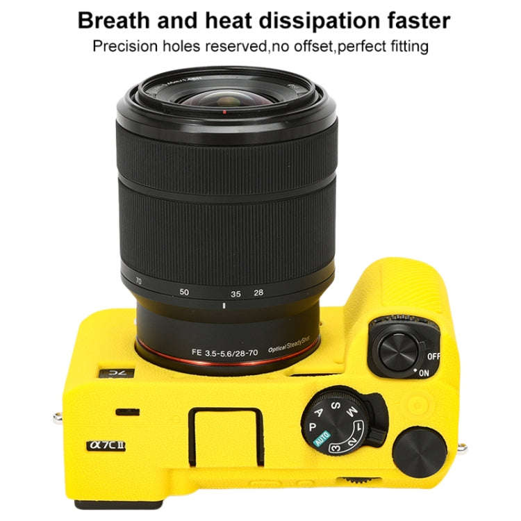 For Sony ILCE-7CM2 / A7C II / A7CR Litchi Texture Soft Silicone Protective Case(Yellow)