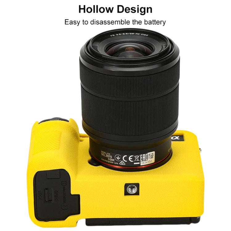For Sony ILCE-7CM2 / A7C II / A7CR Litchi Texture Soft Silicone Protective Case(Yellow)