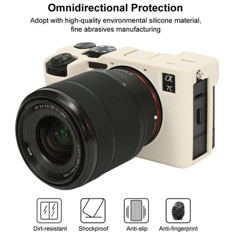 For Sony ILCE-7CM2 / A7C II / A7CR Litchi Texture Soft Silicone Protective Case(White)