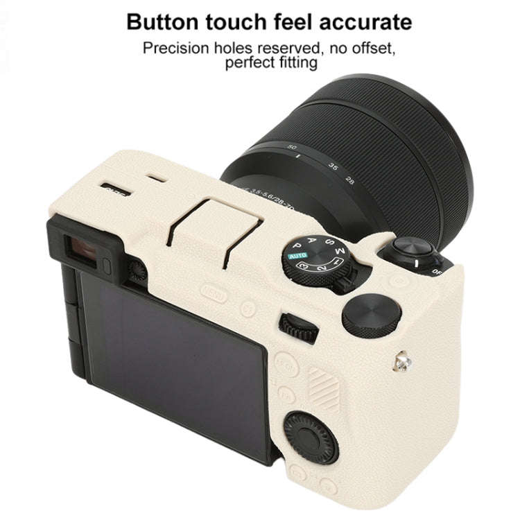For Sony ILCE-7CM2 / A7C II / A7CR Litchi Texture Soft Silicone Protective Case(White)