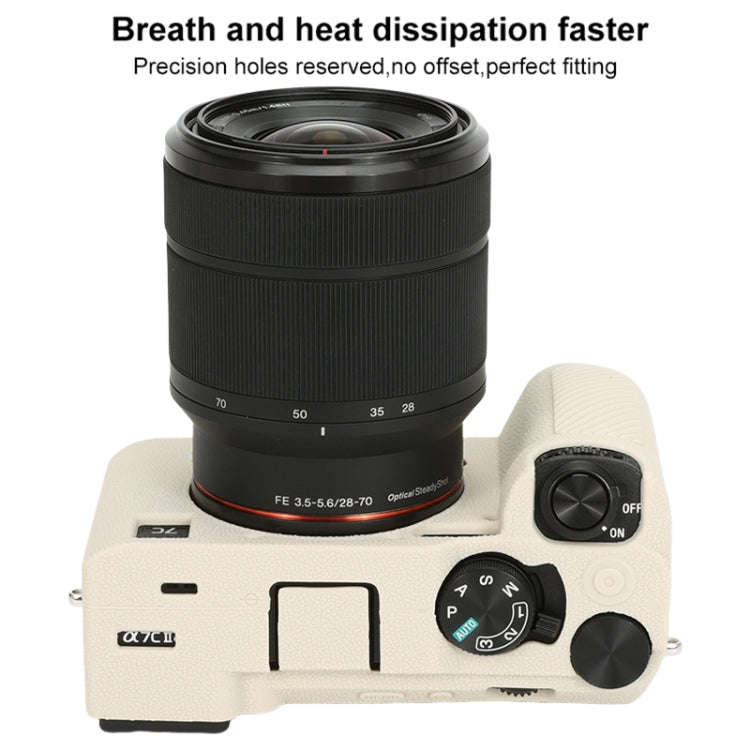 For Sony ILCE-7CM2 / A7C II / A7CR Litchi Texture Soft Silicone Protective Case(White)