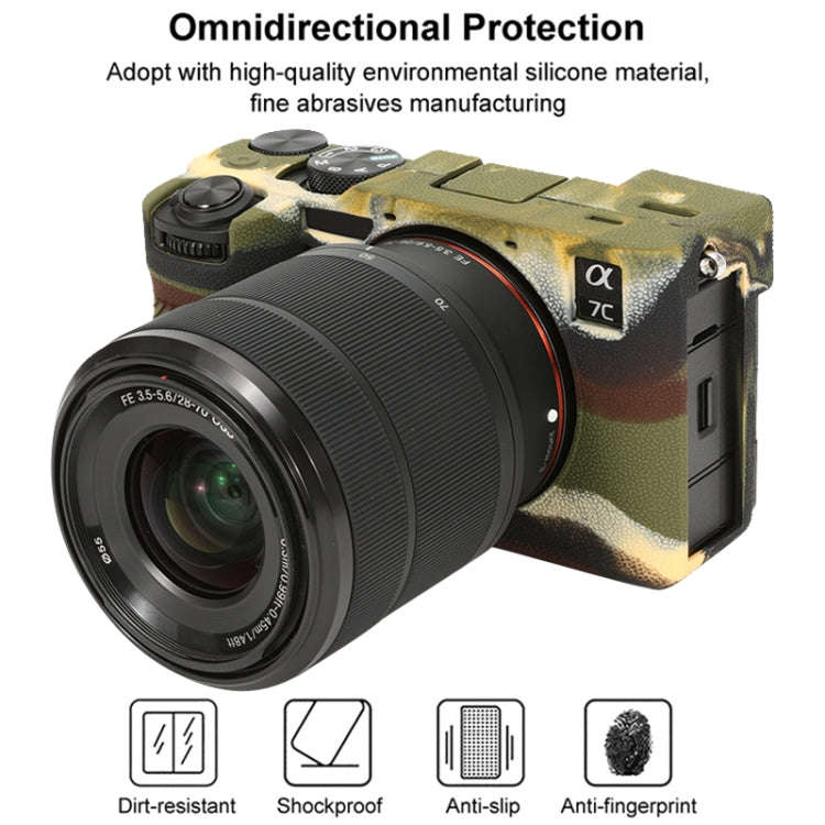For Sony ILCE-7CM2 / A7C II / A7CR Litchi Texture Soft Silicone Protective Case(Camouflage)