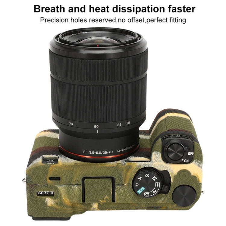 For Sony ILCE-7CM2 / A7C II / A7CR Litchi Texture Soft Silicone Protective Case(Camouflage)