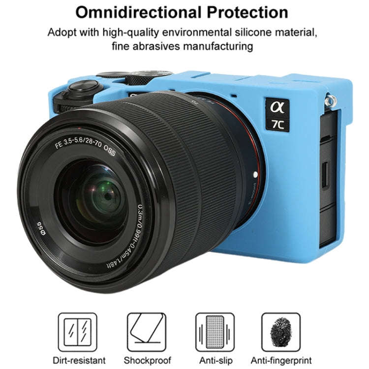 For Sony ILCE-7CM2 / A7C II / A7CR Glossy Soft Silicone Protective Case(Blue)