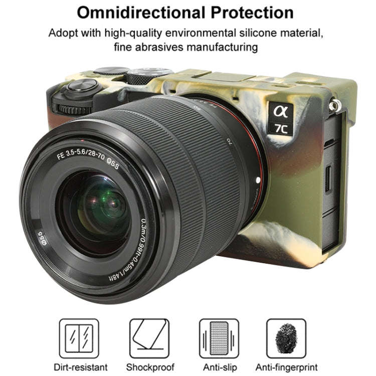 For Sony ILCE-7CM2 / A7C II / A7CR Glossy Soft Silicone Protective Case(Camouflage)
