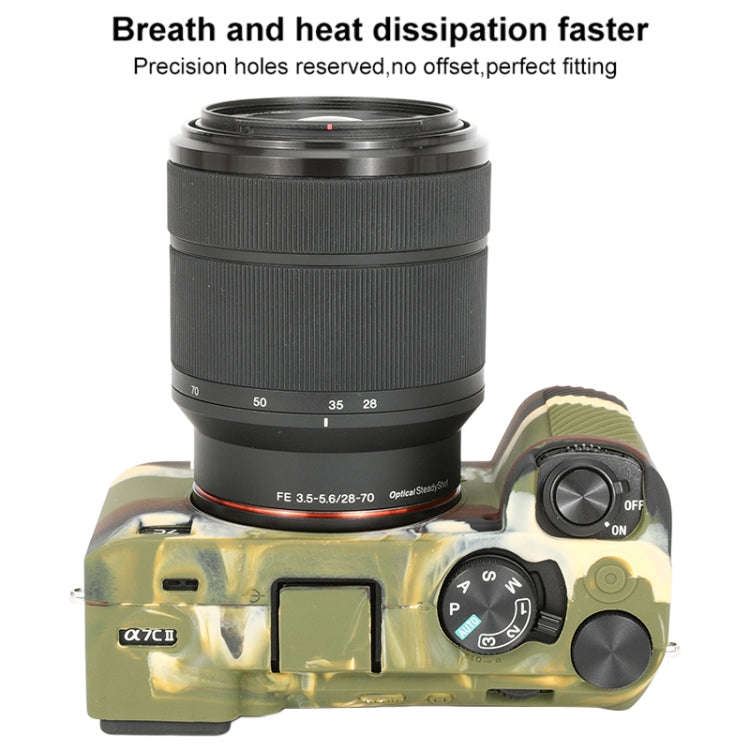 For Sony ILCE-7CM2 / A7C II / A7CR Glossy Soft Silicone Protective Case(Camouflage)