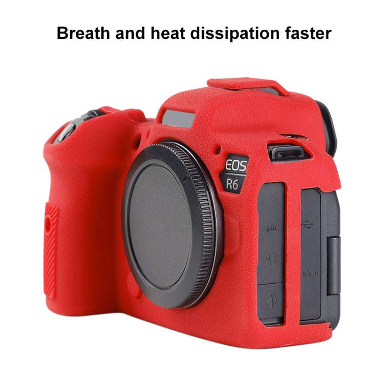 For Canon EOS R6 Mark II Litchi Texture Soft Silicone Protective Case(Red)