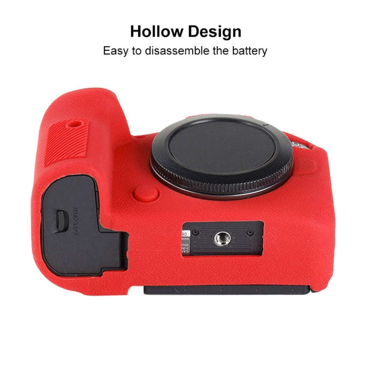 For Canon EOS R6 Mark II Litchi Texture Soft Silicone Protective Case(Red)