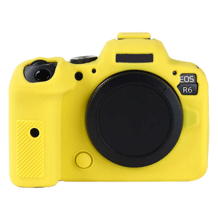 For Canon EOS R6 Mark II Litchi Texture Soft Silicone Protective Case(Yellow)
