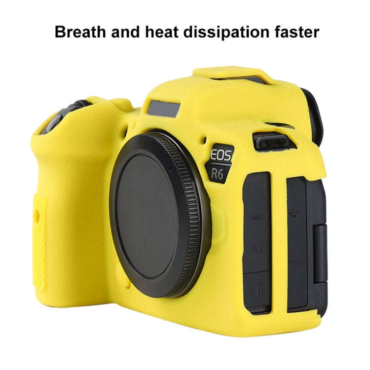 For Canon EOS R6 Mark II Litchi Texture Soft Silicone Protective Case(Yellow)