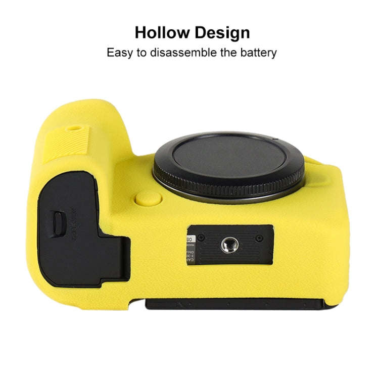 For Canon EOS R6 Mark II Litchi Texture Soft Silicone Protective Case(Yellow)