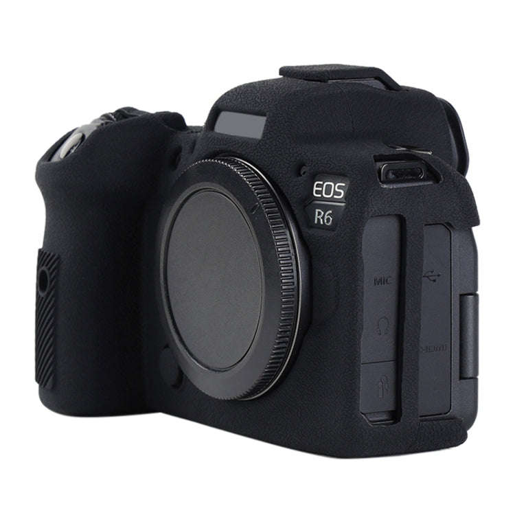 For Canon EOS R6 Mark II Litchi Texture Soft Silicone Protective Case(Black)