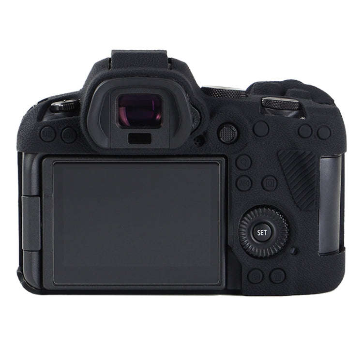 For Canon EOS R6 Mark II Litchi Texture Soft Silicone Protective Case(Black)