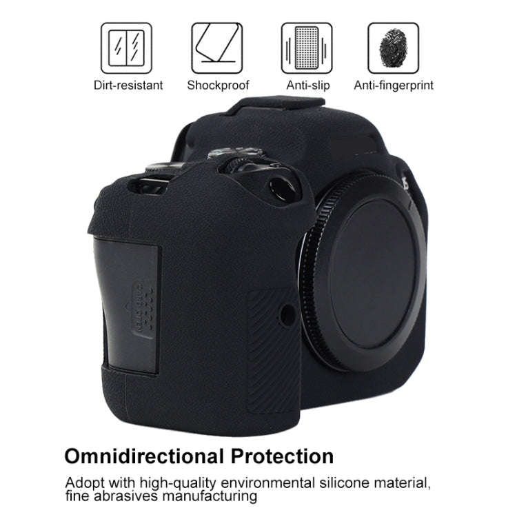 For Canon EOS R6 Mark II Litchi Texture Soft Silicone Protective Case(Black)