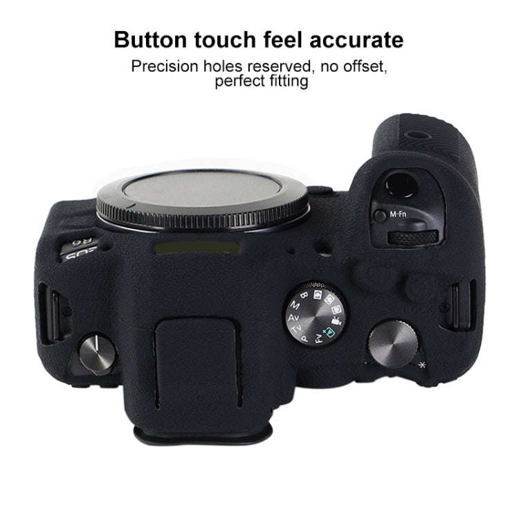 For Canon EOS R6 Mark II Litchi Texture Soft Silicone Protective Case(Black)