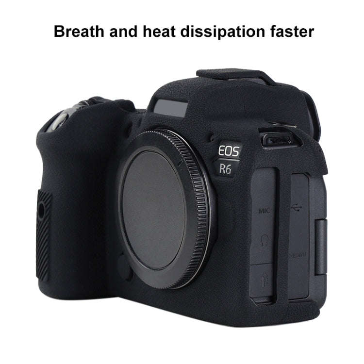 For Canon EOS R6 Mark II Litchi Texture Soft Silicone Protective Case(Black)