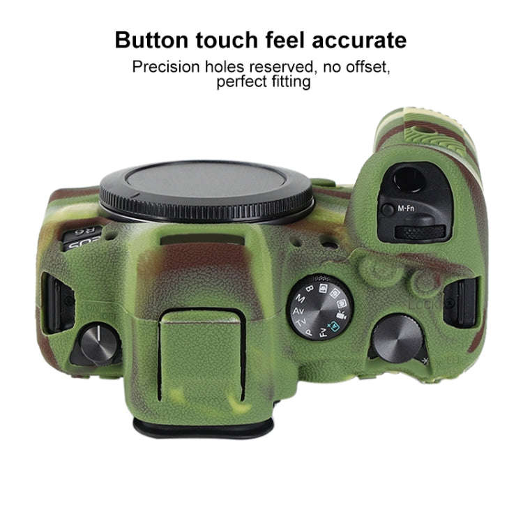For Canon EOS R6 Mark II Litchi Texture Soft Silicone Protective Case(Camouflage)