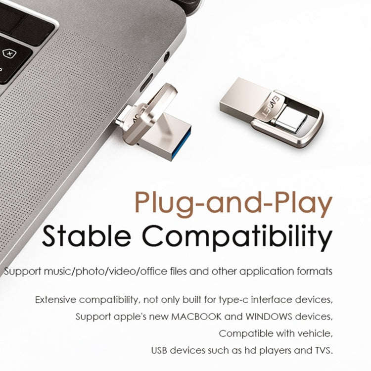 EAGET 128G USB 3.1 + USB-C Interface Metal Twister Flash U Disk, with Micro USB Adapter & Lanyard