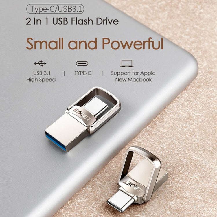 EAGET 128G USB 3.1 + USB-C Interface Metal Twister Flash U Disk, with Micro USB Adapter & Lanyard