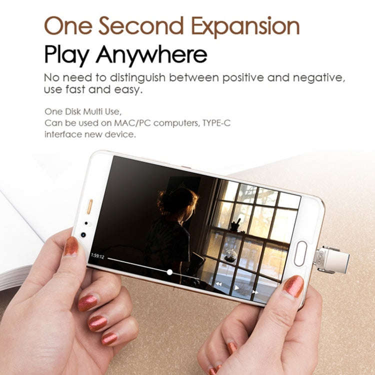 EAGET 128G USB 3.1 + USB-C Interface Metal Twister Flash U Disk, with Micro USB Adapter & Lanyard