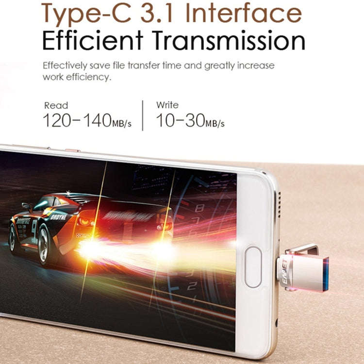 EAGET 128G USB 3.1 + USB-C Interface Metal Twister Flash U Disk, with Micro USB Adapter & Lanyard