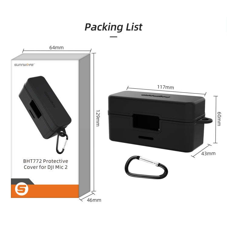For DJI Mic 2 Sunnylife BHT772 Charging Case Wireless Mic Soft Scratch-proof Protective Cover(Black)