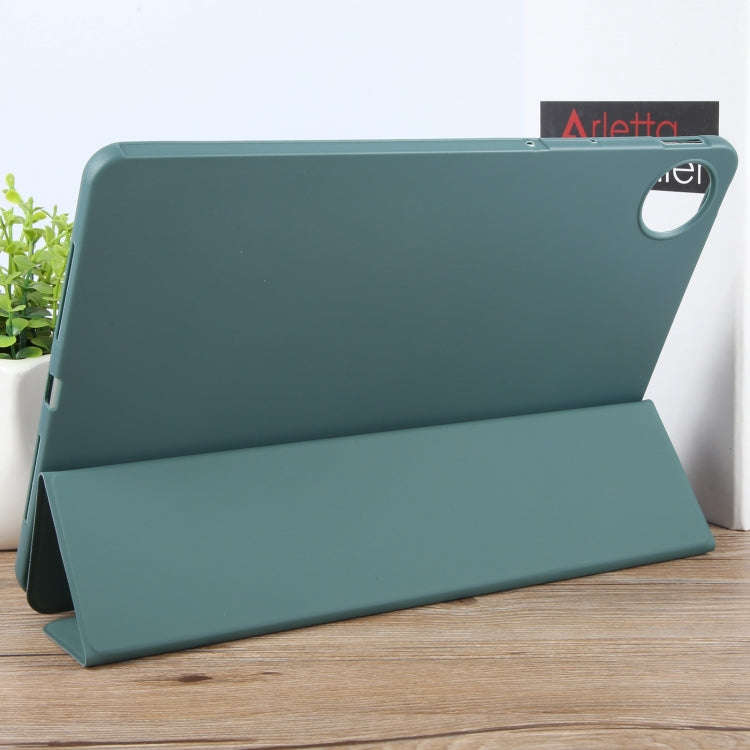 For Huawei MatePad Pro 11 2022/2024 Tri-fold Silicone Leather Tablet Case(Dark Green)